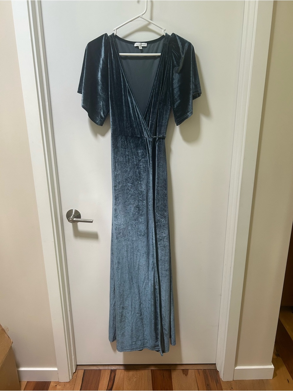 Baltic Born Meghan Velvet Wrap Maxi Dress Size Small Persian Blue